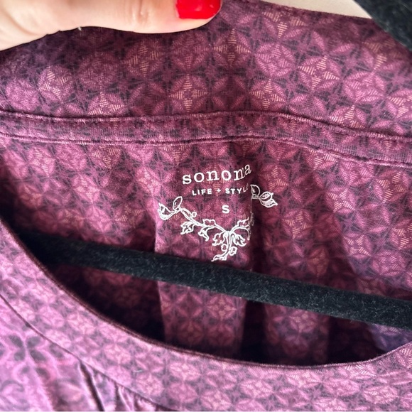 Sonoma Purple and Pink Patterned Long Sleeve Size Small - Picture 3 of 3